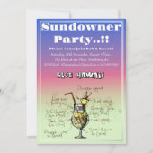 Sundowner Blue Hawaii Cocktail Party Einladung (Vorderseite)
