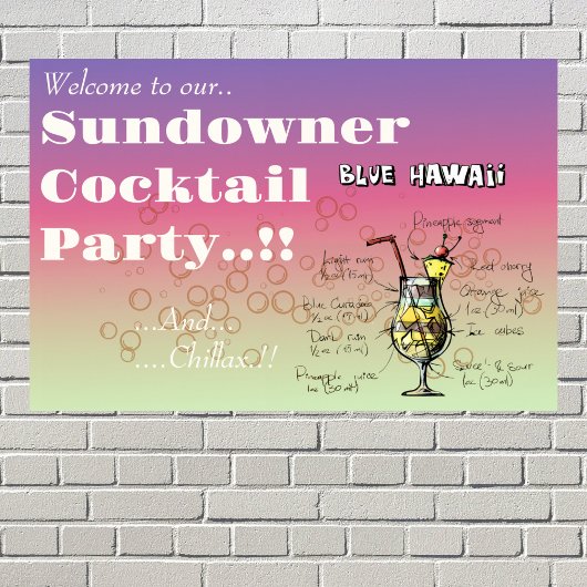 Sundowner Blue Hawaii Cocktail Party Poster