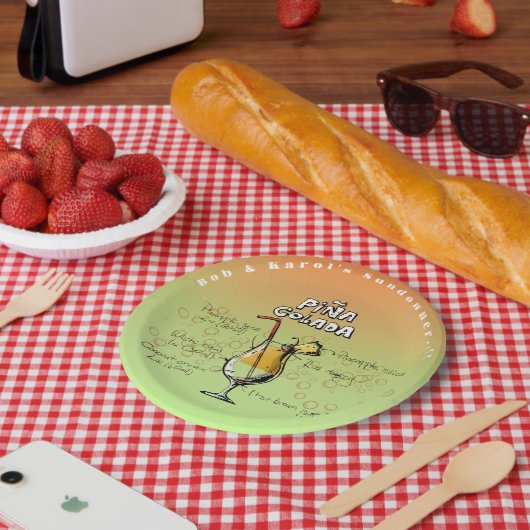 Sundowner Pina Colada Cocktail Party Paper Teller (Picknick)