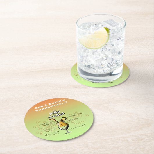 Sundowner Pina Colada Cocktail Party Runder Pappuntersetzer (Vor Ort)