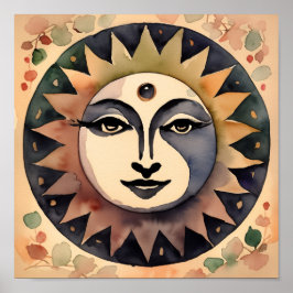 Sunface Watercolor Square Poster