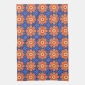 Sunfire Tile - Orange and Blue Sunburgh Pattern Geschirrtuch (Vertikal)
