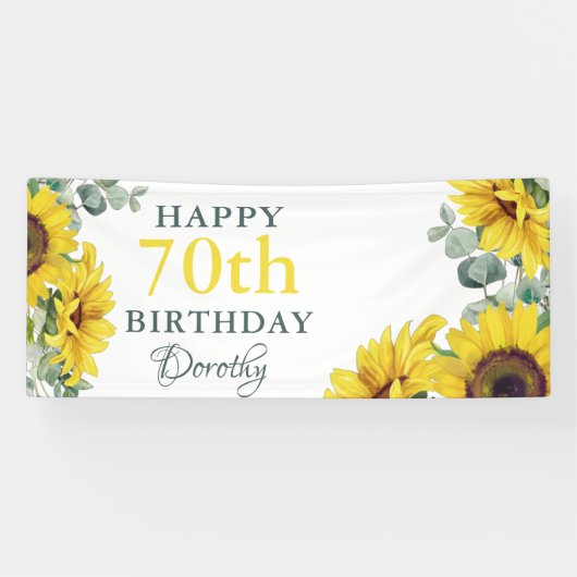 Sunflower 70th Birthday Party Photo Banner (Horizontal)