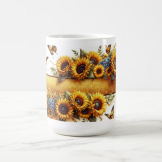 Sunflower and Butterfly Mug Wrap Verwandlungstasse