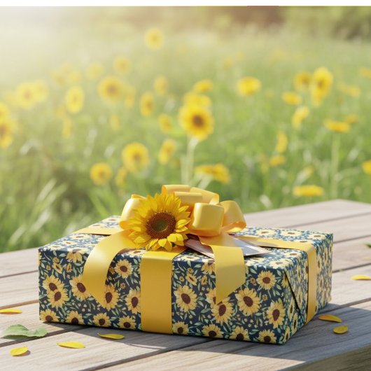 Sunflower and Foliage Pattern Gift Wrap Paper Geschenkpapier