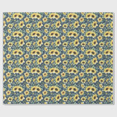 Sunflower and Foliage Pattern Gift Wrap Paper Geschenkpapier (Flach)