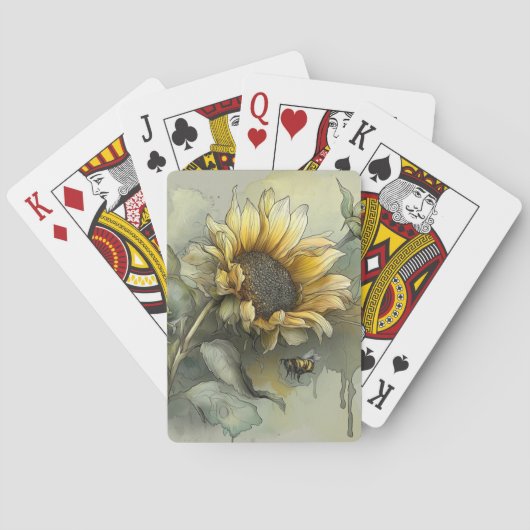 Sunflower and Honey Bee Playing Cards Spielkarten (Rückseite)