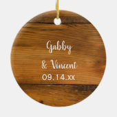 Sunflower and Horseshoe Country Western Wedding Keramikornament (Hinten)