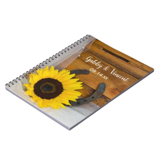 Sunflower and Horseshoe Country Western Wedding Notizblock (Linke Seite)