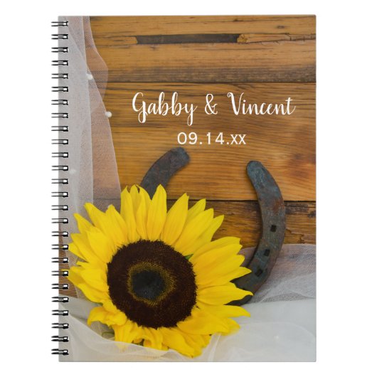 Sunflower and Horseshoe Country Western Wedding Notizblock (Vorderseite)