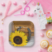 Sunflower and Horseshoe Country Western Wedding Pappteller (Party)