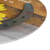 Sunflower and Horseshoe Country Western Wedding Schneidebrett (Ecke)