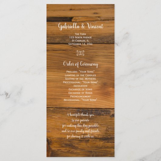 Sunflower and Horseshoe Western Wedding Program Programm (Rückseite)