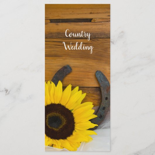 Sunflower and Horseshoe Western Wedding Program Programm (Vorderseite)