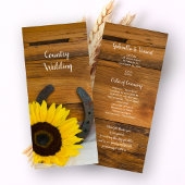 Sunflower and Horseshoe Western Wedding Program Programm