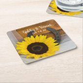 Sunflower and Horseshoe Western Wedding Rechteckiger Pappuntersetzer (angewinkelt)