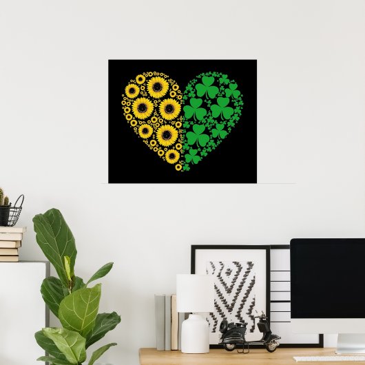 Sunflower and Irish Shamrock Heart Poster (Heimbüro)