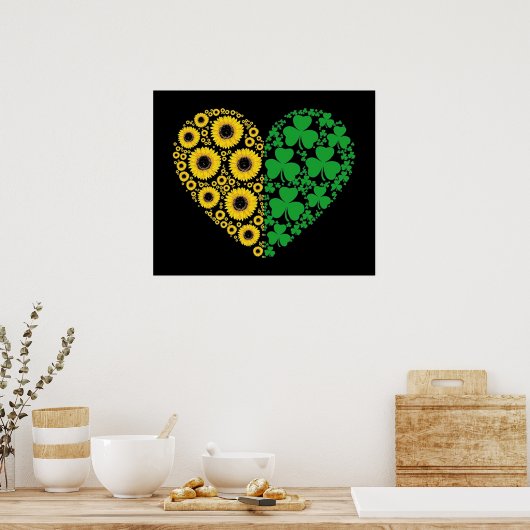 Sunflower and Irish Shamrock Heart Poster (Küche)