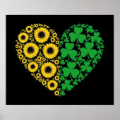 Sunflower and Irish Shamrock Heart Poster (Vorne)