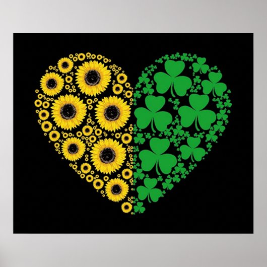 Sunflower and Irish Shamrock Heart Poster (Vorne)