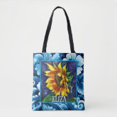 Sunflower at Night Flower Floral Personalized Tasche (Vorderseite)