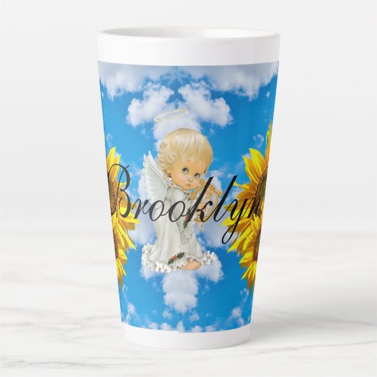 Sunflower Baby Angel Floral Sky Latte Tasse (Vorderseite)