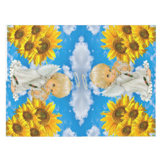 Sunflower Baby Angel Floral Sky Tableclout Tischdecke