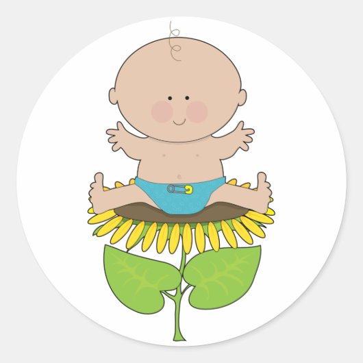 Sunflower Baby Boy Runder Aufkleber (Vorderseite)