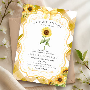 Sunflower Baby Dusche Rustic Gingham Einladung