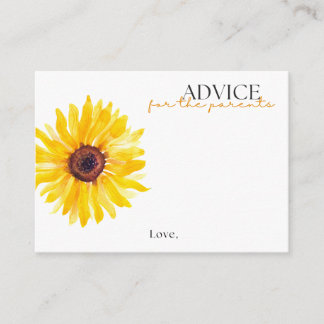 Sunflower Baby Shower Advice Card | Floral Advice Hinweiskarte