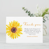 Sunflower Baby Shower Thank You Card Dankeskarte (Stehend Vorderseite)