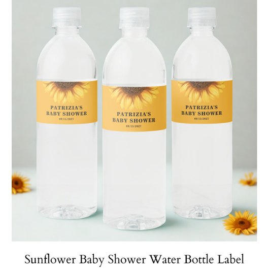 Sunflower Baby Shower Wasserflaschenetikett