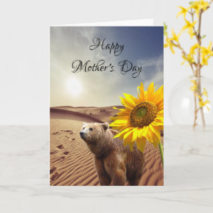 Sunflower Bear Mother's Day Folded Greeting Card Karte