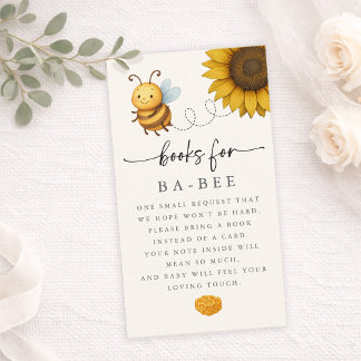 Sunflower Bee Baby Shower Book Request Card Visitenkarte