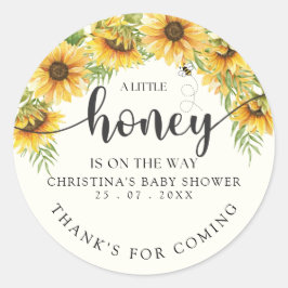 Sunflower Bee Baby Shower Gender Neutral Runder Aufkleber