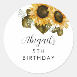 Sunflower Birthday Party Gefallen Runder Aufkleber