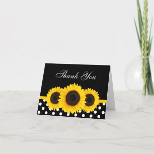 Sunflower Black und White Polka Dot Vielen Dank Dankeskarte