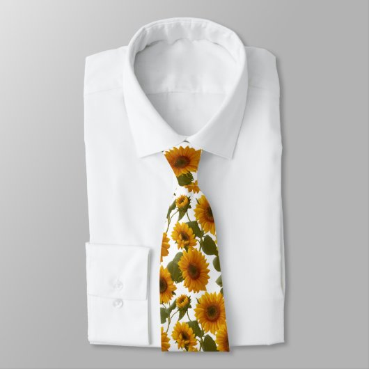 Sunflower Bloom Floral Pattern Krawatte (Gebunden)