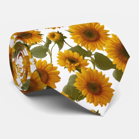 Sunflower Bloom Floral Pattern Krawatte (Gerollt)