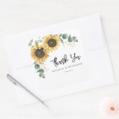 Sunflower Bloom Script Wedding Vielen Dank Quadratischer Aufkleber (Umschlag)