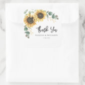 Sunflower Bloom Script Wedding Vielen Dank Quadratischer Aufkleber (Tasche)