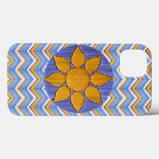 Sunflower Blue Chevron Case-Mate iPhone Hülle (Rückseite (Horizontal))