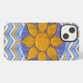 Sunflower Blue Chevron iPhone Hülle (Rückseite (Horizontal))