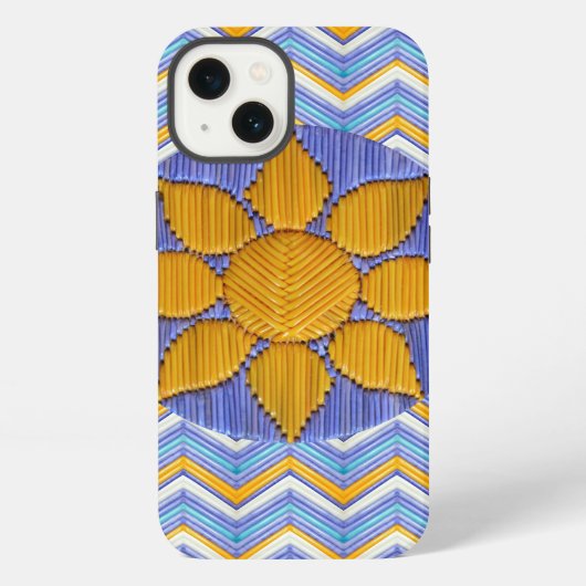 Sunflower Blue Chevron iPhone Hülle (Rückseite)
