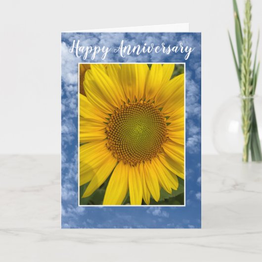 SUNFLOWER BLUE CLOUD SKY ANNIVERSARY GREETCARD KARTE (Vorderseite)