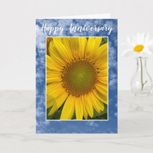 SUNFLOWER BLUE CLOUD SKY ANNIVERSARY GREETCARD KARTE (Kleine Pflanze)