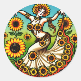 Sunflower Bly Dancer Runder Aufkleber