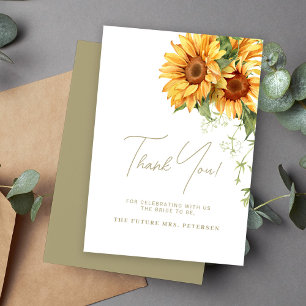 Sunflower boho elegantes Drehbuch Brautparty Dankeskarte