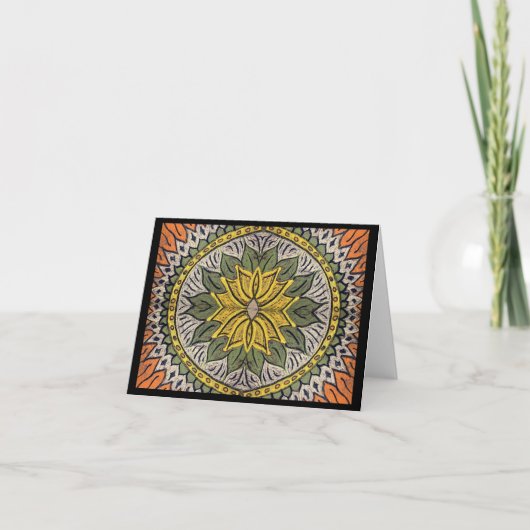 Sunflower Boho Mandala Grußkarte Karte (Vorderseite)