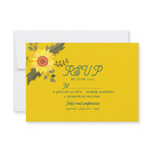 Sunflower Boho Wedding RSVP Card